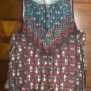 Mara Hoffman cool sleeveless shirt with cutout sides geometric pattern women’s s